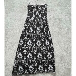 Accidentally in Love Dress Women's Small Black White Geo Printed Strapless‎ Maxi